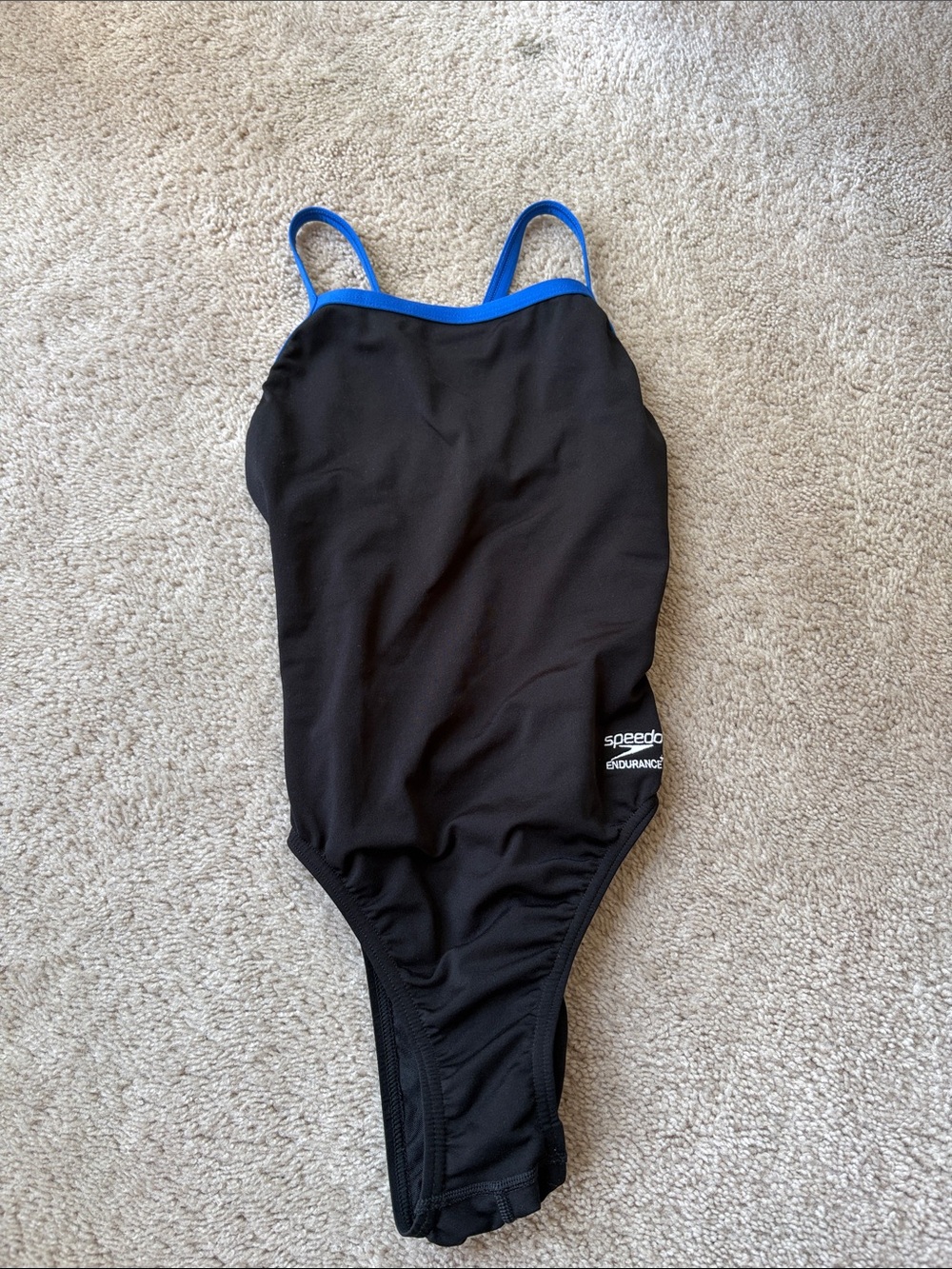 Speedo Black One-Piece Girls Swimsuit with Blue Trim